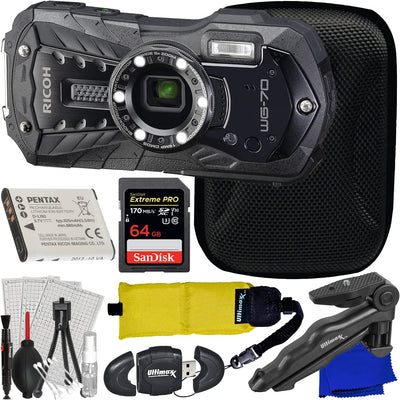 Appareil photo numérique Ricoh WG-70 (noir) 03868 - Ensemble d'accessoires 8PC