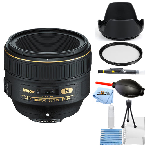 Objectif Nikon AF-S NIKKOR 58 mm f/1.4G - Ensemble de filtres UV de démarrage 2210