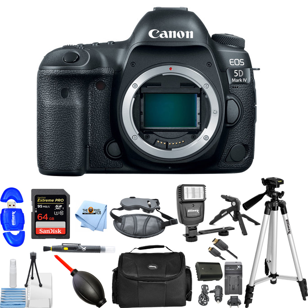 Canon EOS 5D Mark IV 4K DSLR Camera (Body Only) 1483C002 + 64GB + Flash Bundle