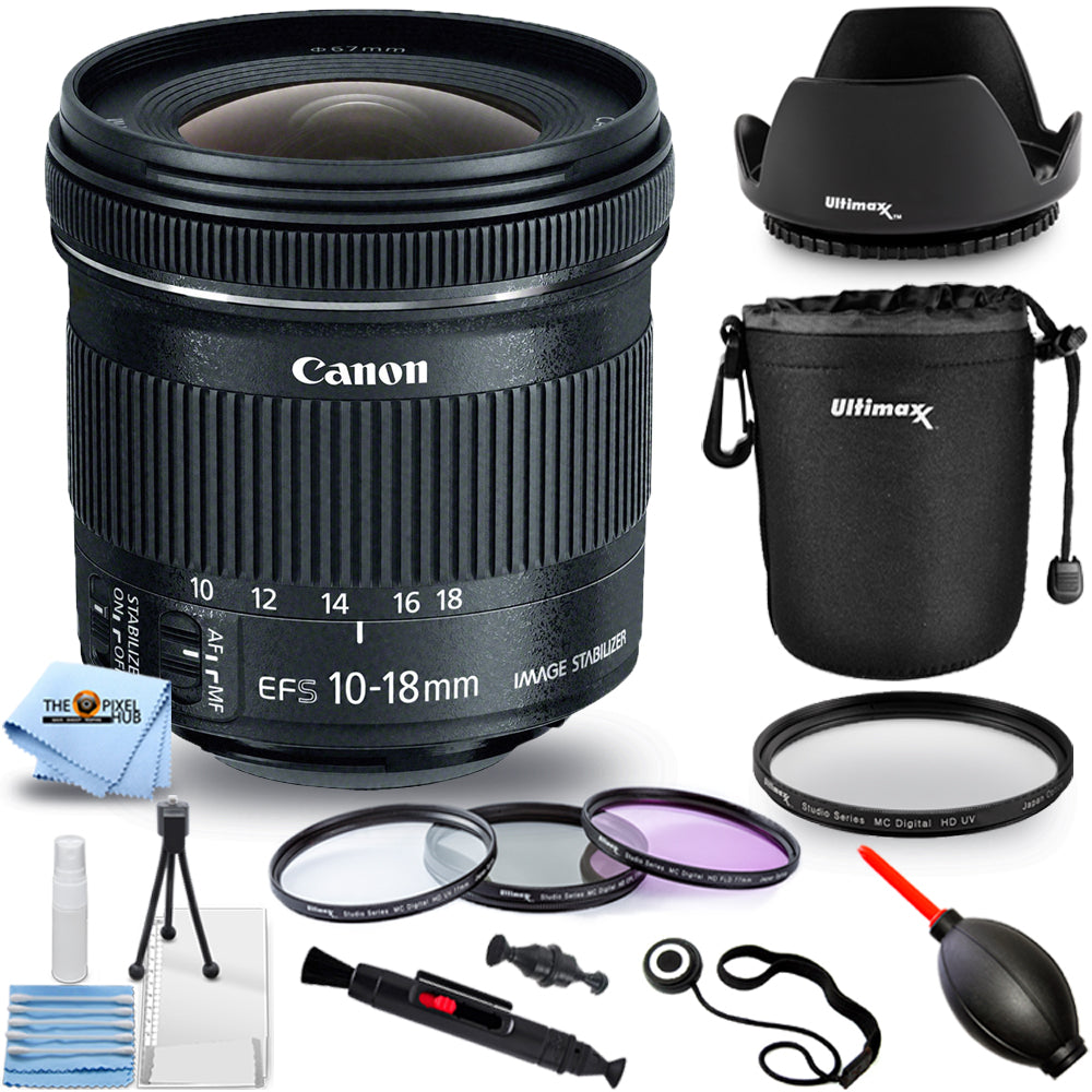 Objectif Canon EF-S 10-18 mm f/4.5-5.6 IS STM 9519B002 - Lot d'accessoires 10 pièces