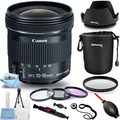 Canon EF-S 10-18mm f/4.5-5.6 IS STM Lens 9519B002 - 10PC Accessory Bundle