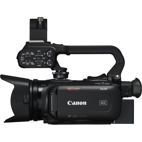 Caméscope professionnel Canon XA40 UHD 4K PAL + 64 Go + lumière LED + trépied