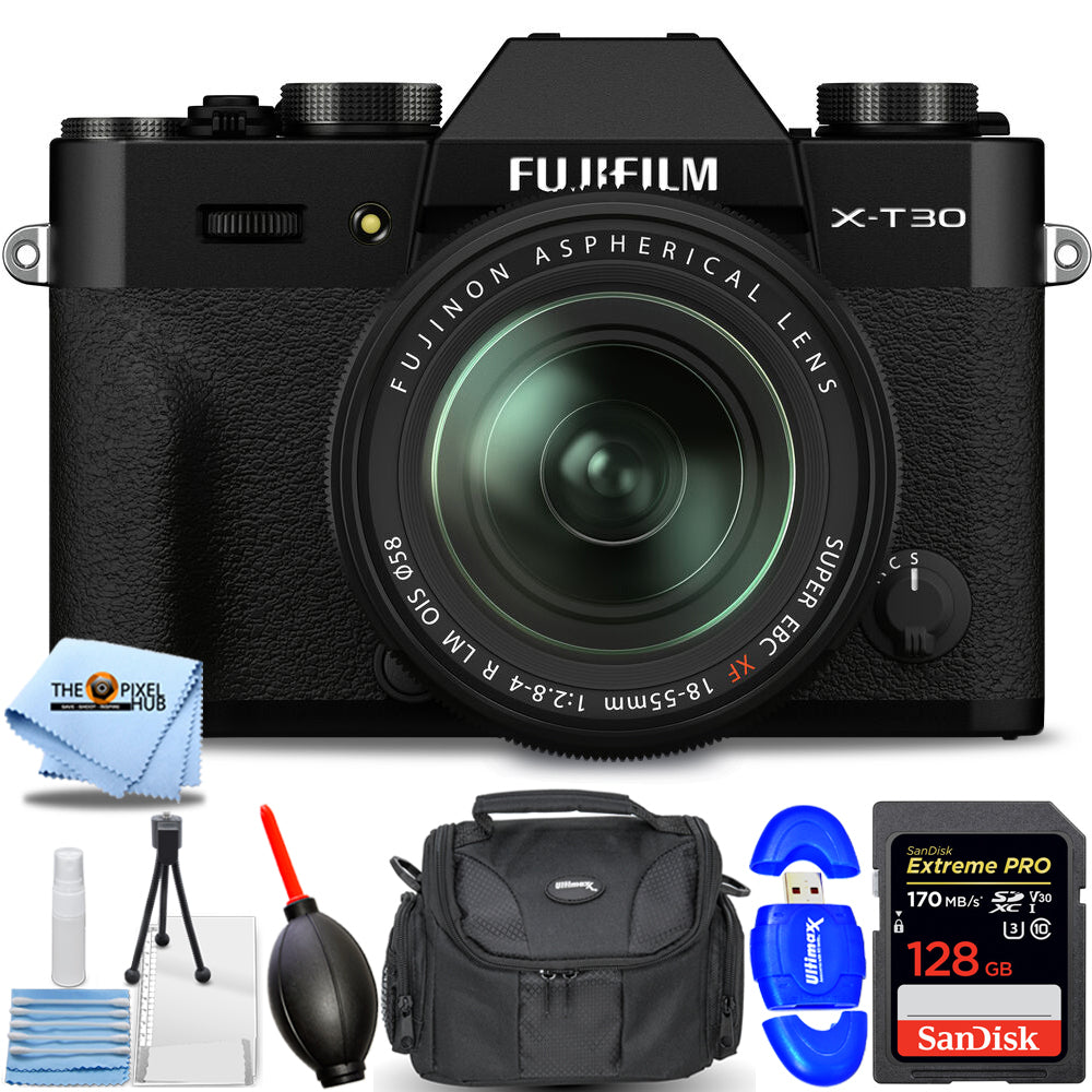 FUJIFILM X-T30 II Mirrorless Camera and 18-55mm Lens Black - 7PC Accessory Kit