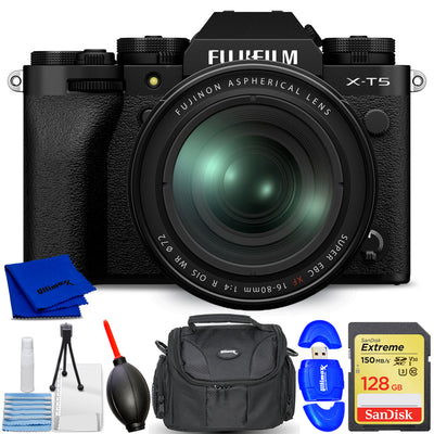 Appareil photo sans miroir FUJIFILM X-T5 avec objectif 16-80 mm (noir) - Ensemble d'accessoires 7 pièces