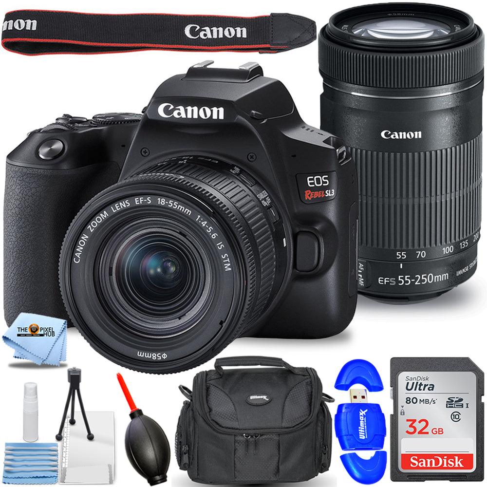 Appareil photo reflex numérique Canon EOS Rebel SL3 avec objectif 18-55 mm et 55-250 mm - Offre groupée 32 Go