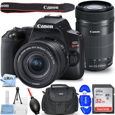 Appareil photo reflex numérique Canon EOS Rebel SL3 avec objectif 18-55 mm et 55-250 mm - Offre groupée 32 Go