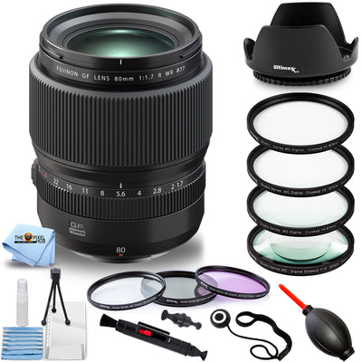 FUJIFILM GF 80mm f/1.7 R WR Lens 600022103 - 14PC Accessory Bundle