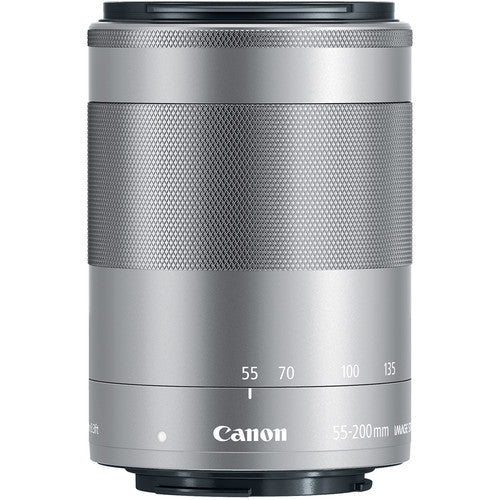 Canon EF-M 55-200mm f/4.5-6.3 IS STM Lens (Silver) UV Bundle - New in White Box