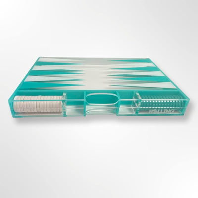 Lucite Acrylique Backgammon Set 45,7 cm Grande planche de qualité supérieure + pièces (Turquois clair)