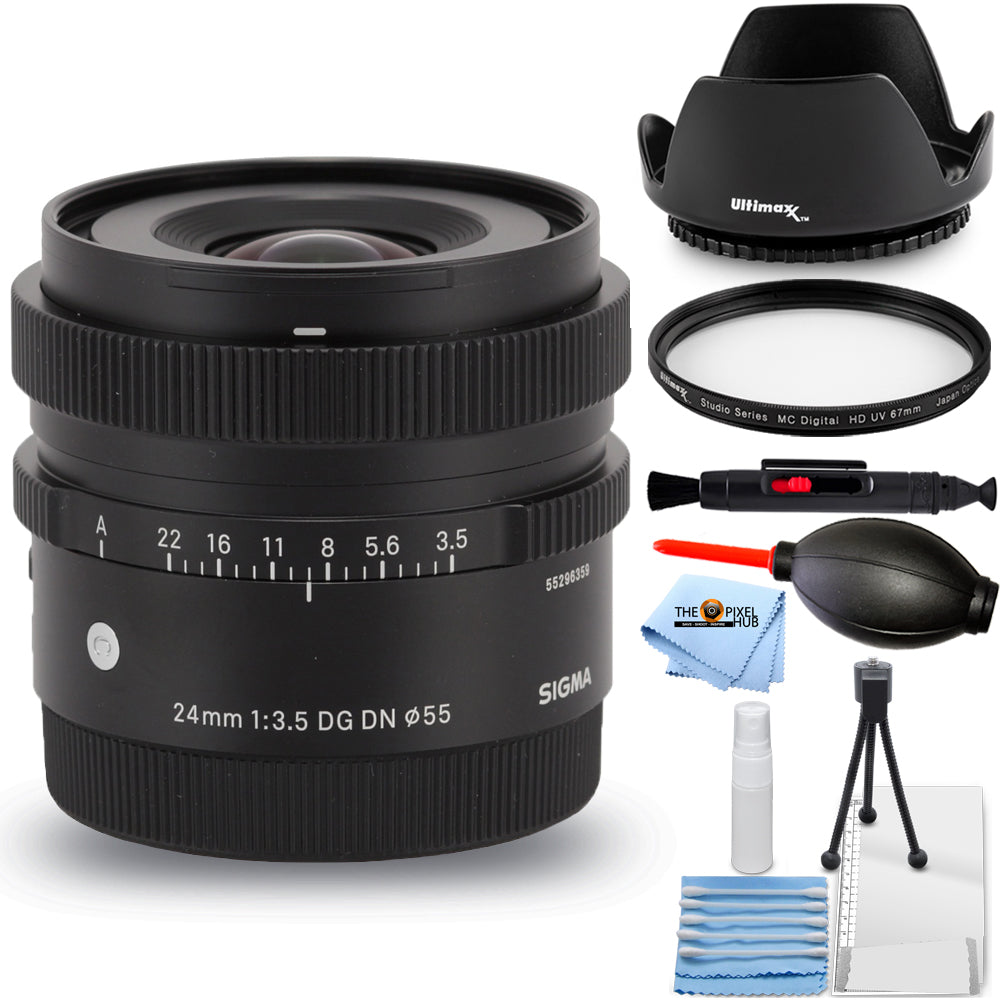 Sigma 24mm f/2 DG DN Contemporary Lens for Sony E 403965 - 7PC Accessory Bundle