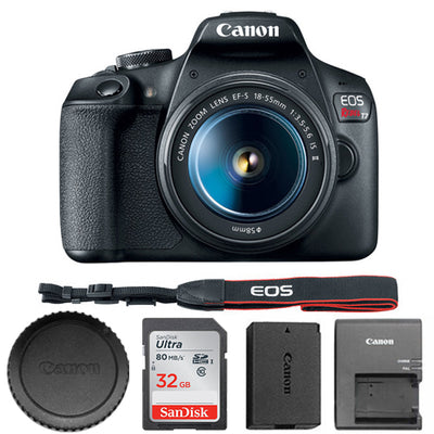 Canon EOS Rebel T7 DSLR with 18-55mm IS II 2727C002 + SanDisk Ultra 32GB SD