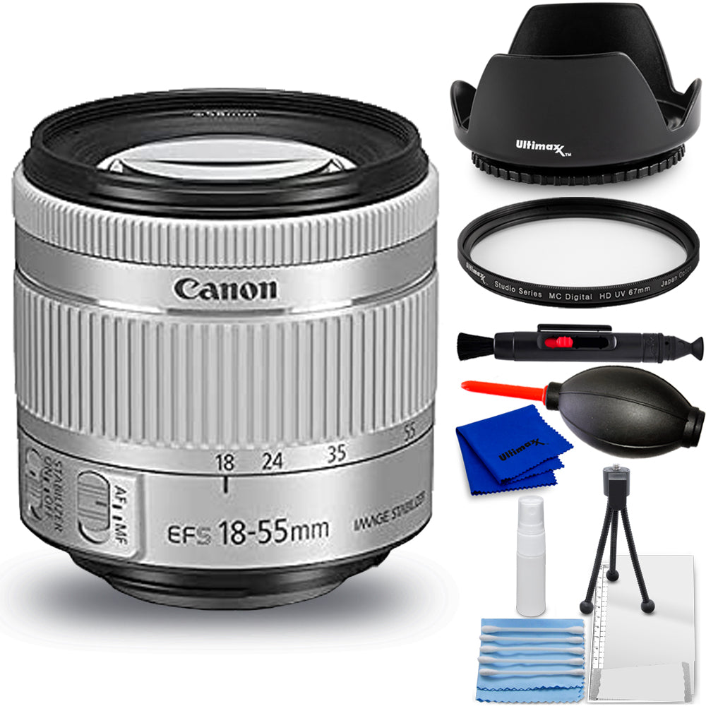 Objectif Canon EF-S 18-55 mm f/4-5.6 IS STM (blanc, boîte ouverte) - Ensemble d'accessoires 7 pièces