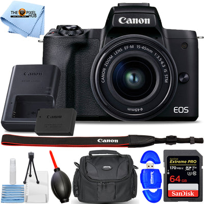 Appareil photo sans miroir Canon EOS M50 Mark II avec objectif 15-45 mm (noir) - Offre groupée 64 Go