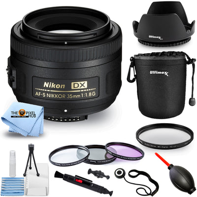 Nikon AF-S DX NIKKOR 35mm f/1.8G Lens (Black) + Lens Pouch + Filter Kit Bundle