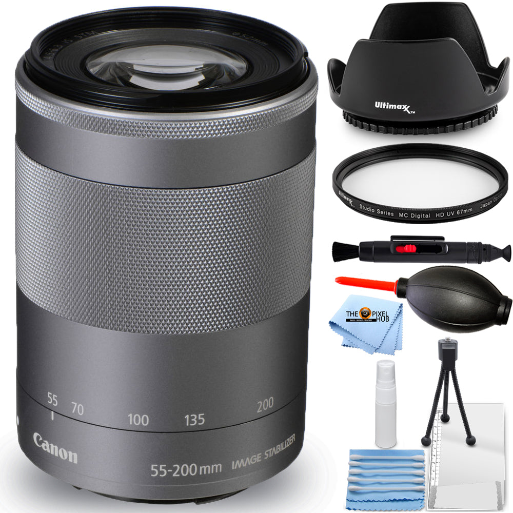 Objectif Canon EF-M 55-200 mm f/4.5-6.3 IS STM (argent) 1122C002 - Kit d'accessoires 7 pièces