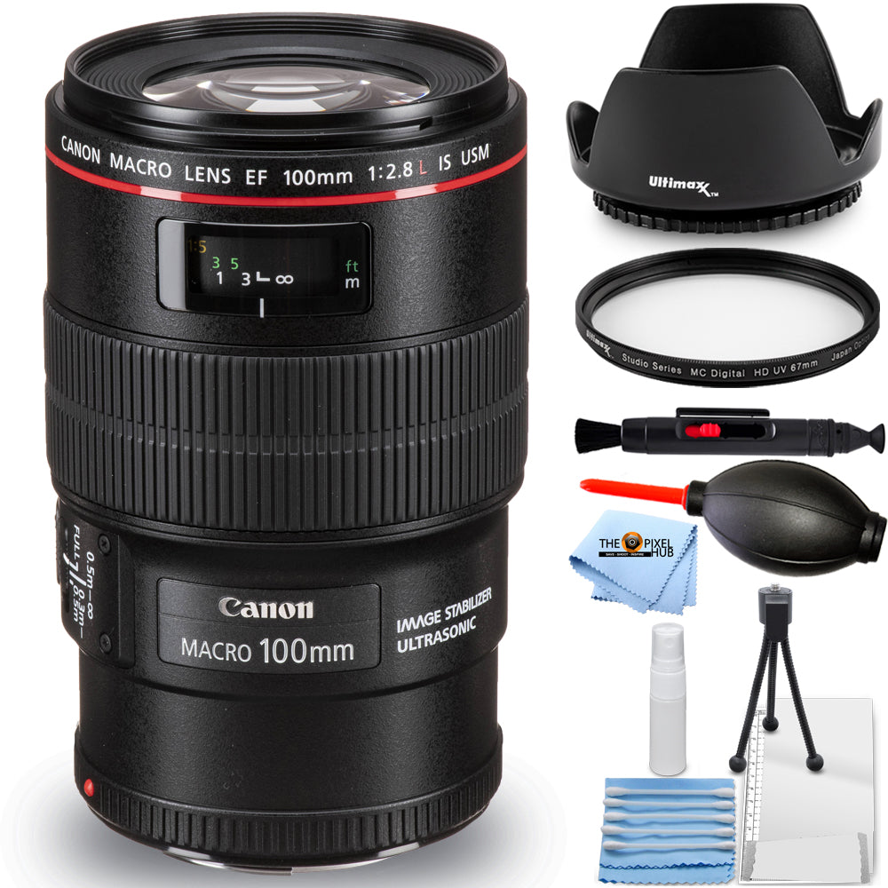 Canon EF 100mm f/2.8L Macro IS USM Lens 3554B002 - Essential UV Filter Bundle