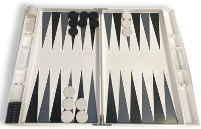 Ensemble de backgammon en acrylique Lucite, grand plateau et pièces de qualité supérieure de 18 pouces (blanc)