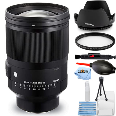 Sigma 35mm f/1.2 DG DN Art Lens for Sony E + UV Filter + Tulip Hood Lens Bundle