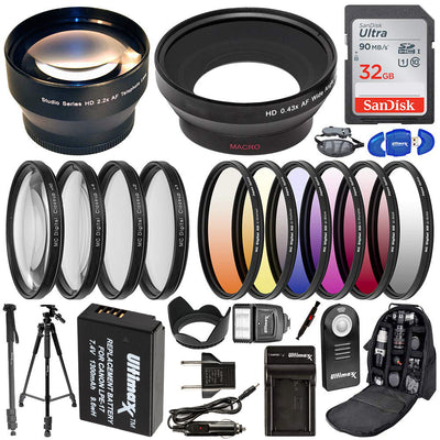 Kit d'accessoires ultime 58 mm pour Canon EOS Rebel SL2 SL3 T6i T6s T7i T8i 4000D