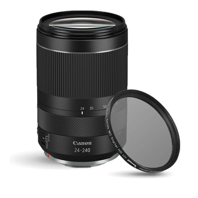 Objectif Canon RF 24-240 mm f/4-6.3 IS USM 3684C002 + objectif filtre UV ultraviolet