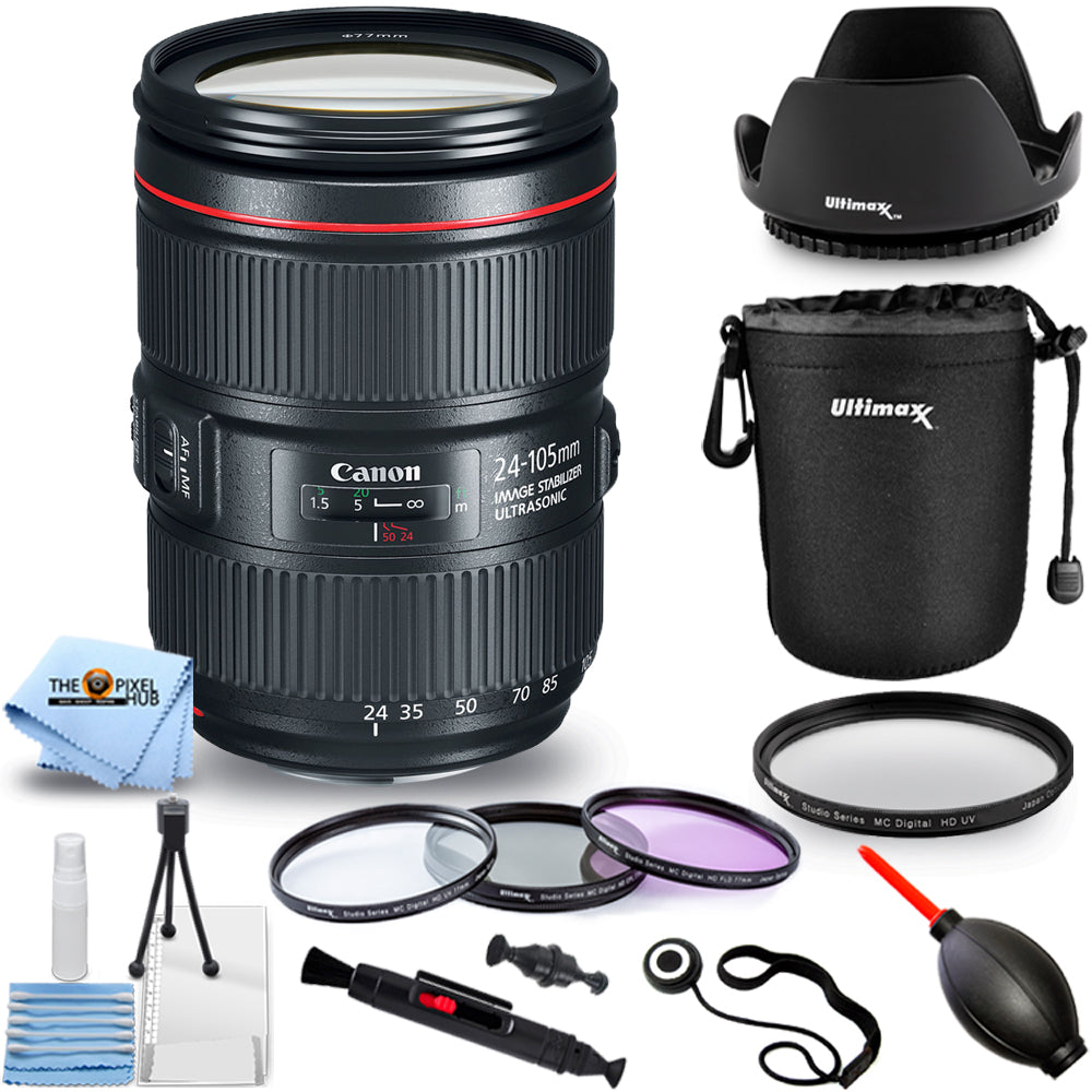 Objectif Canon EF 24-105 mm f/4L IS II USM 1380C002 + kit de filtres + pochette d'objectif