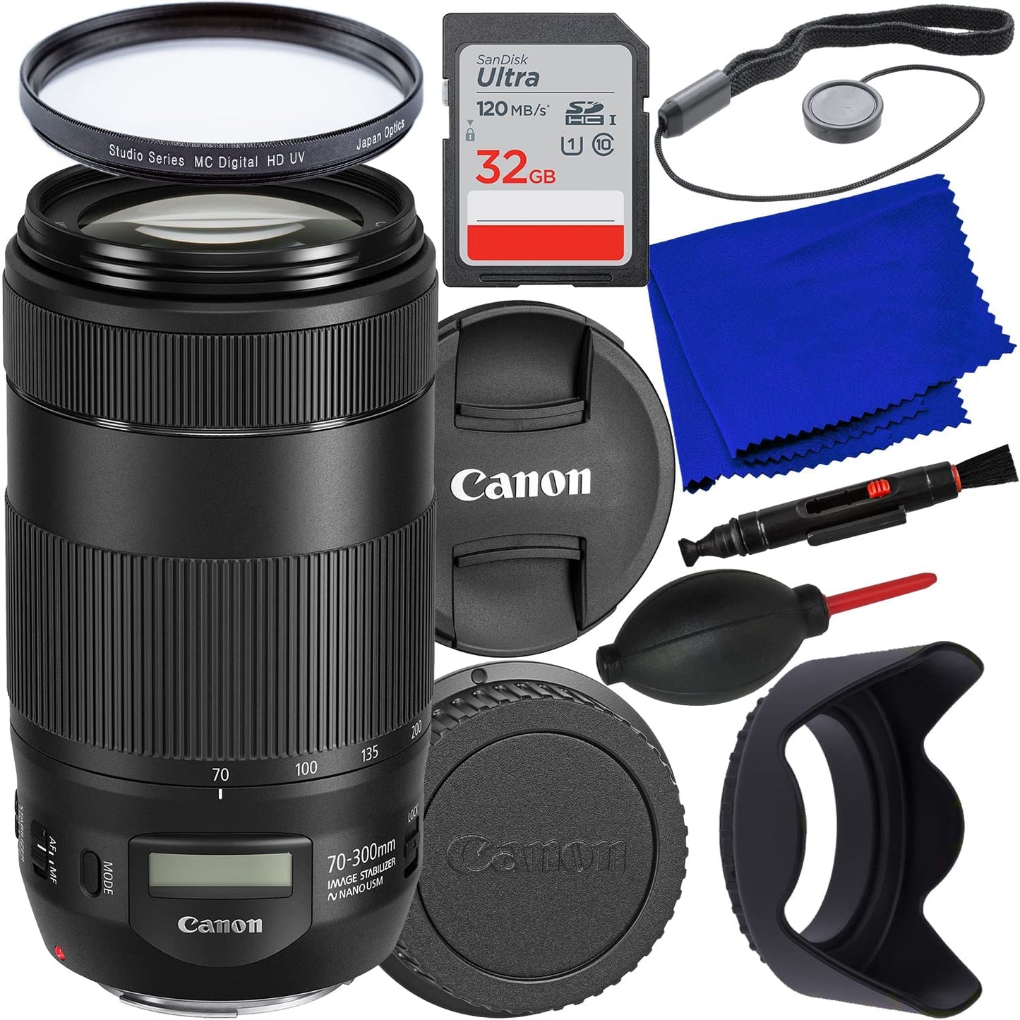 Canon EF 70-300mm f/4-5.6 IS II USM Lens 0571C002 - 8PC Accessory Bundle