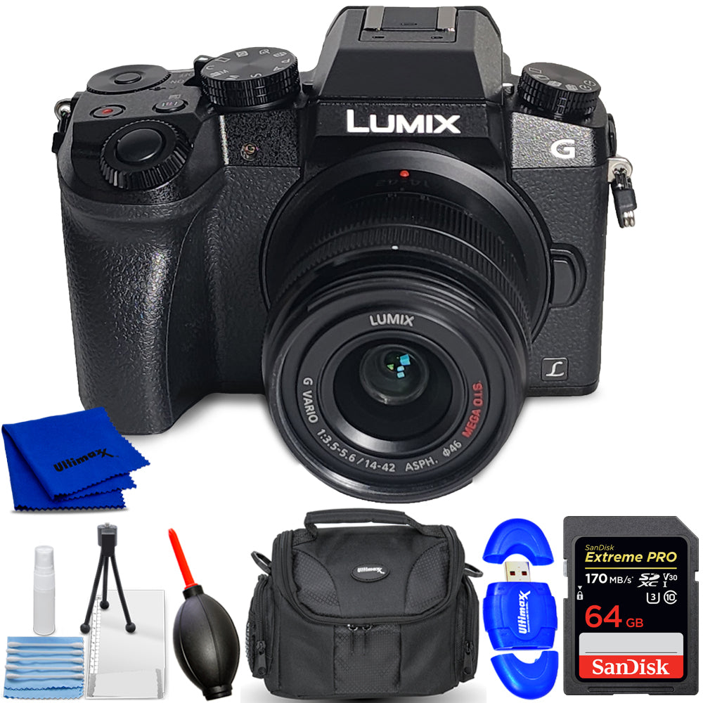 Panasonic Lumix G7 Mirrorless Camera with 14-42mm Lens (Black) - Accessory Kit