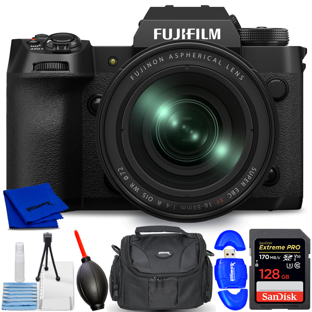 Appareil photo sans miroir FUJIFILM X-H2 avec objectif 16-80 mm - Ensemble d'accessoires 7 pièces