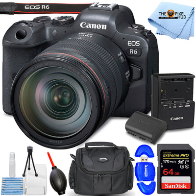 Appareil photo sans miroir Canon EOS R6 avec objectif 24-105 mm f/4 - Ensemble d'accessoires 7 pièces