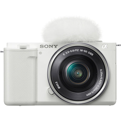 Sony ZV-E10 Mirrorless Camera with 16-50mm Lens (White) - 15PC Accessory Bundle