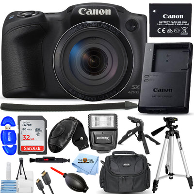 Appareil photo numérique Canon PowerShot SX420 IS 20MP (noir) + 32 Go + Flash Bundle