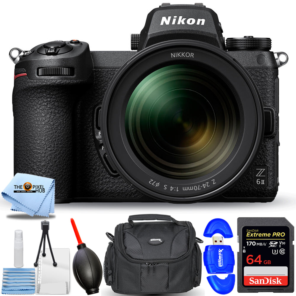 Nikon Z 6II Mirrorless Digital Camera with Z 24-70mm f/4 S Lens + 64GB Bundle