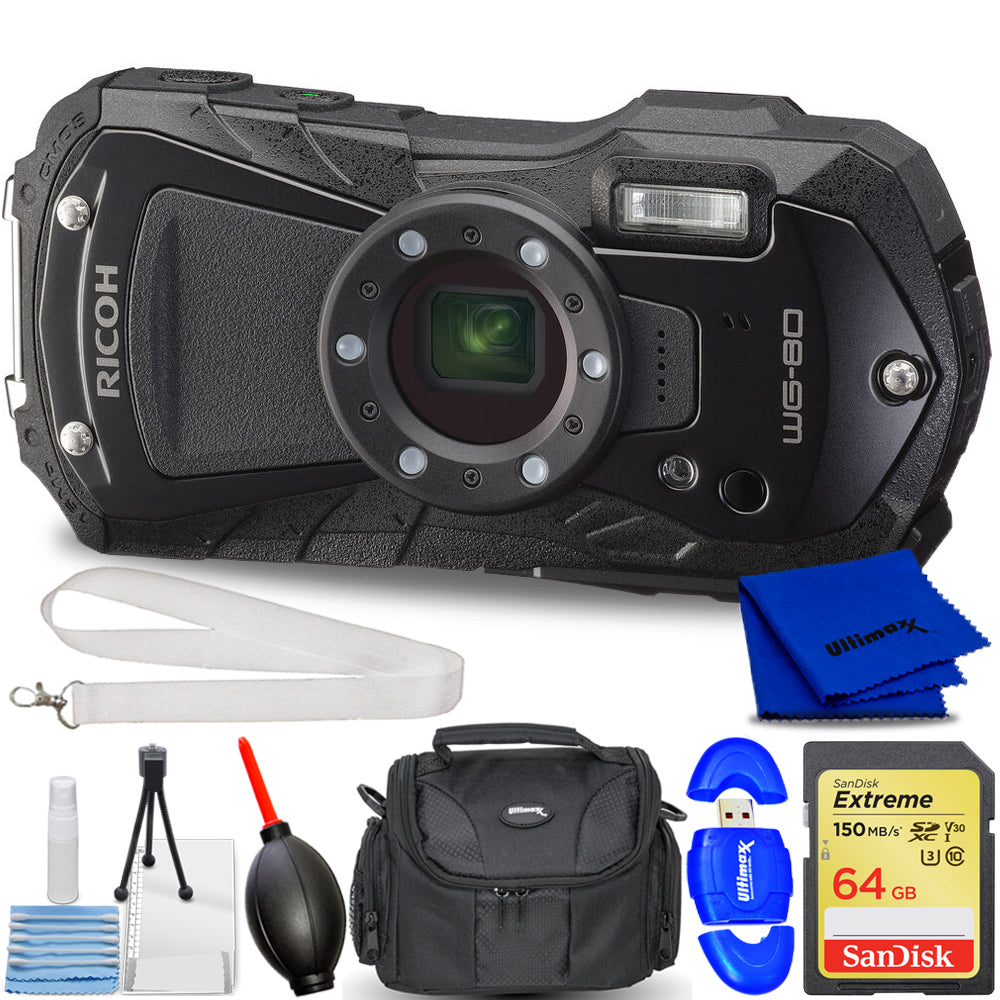 Appareil photo numérique Ricoh WG-80 (noir) 03123 - Ensemble d'accessoires 8PC