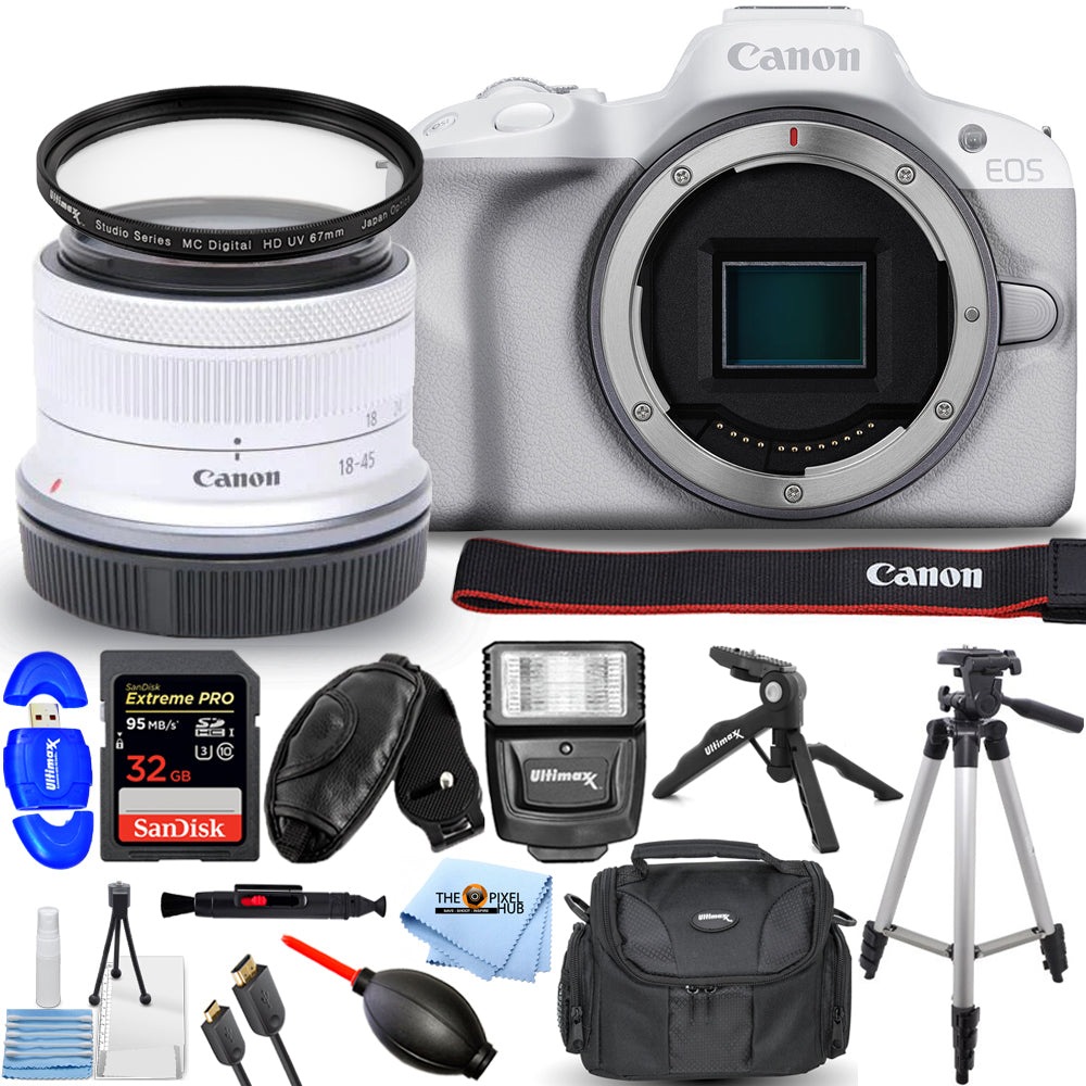 Appareil photo sans miroir Canon EOS R50 avec objectif 18-45 mm (blanc) 5812C012 - Lot de 14 pièces