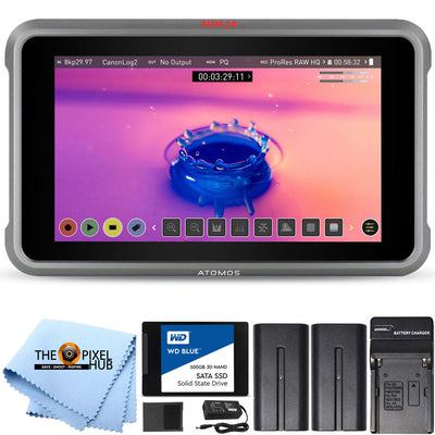 Atomos Ninja V+ Moniteur d'enregistrement brut 5,2" 8K HDMI H.265 + SSD 500 Go + BATT EXT