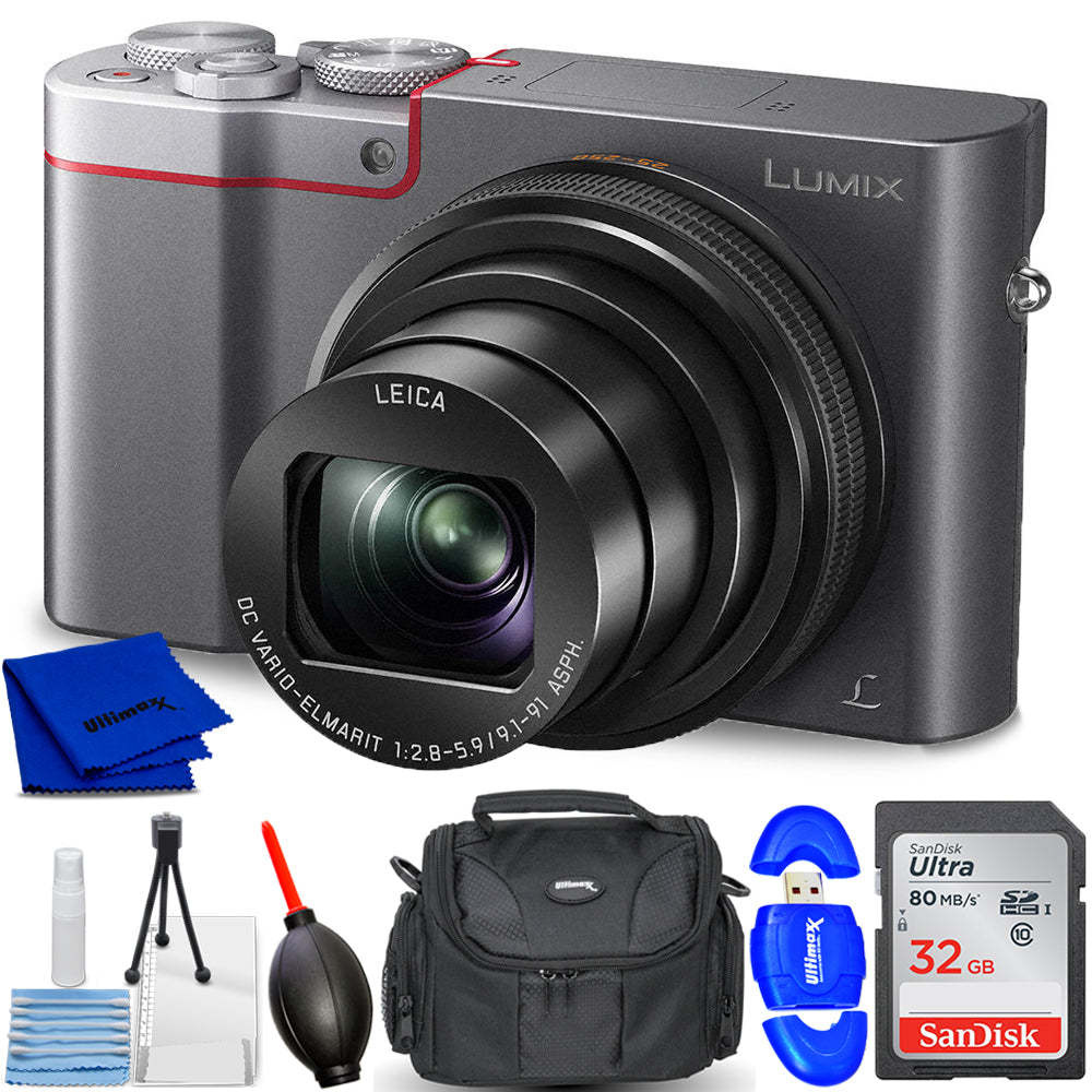 Appareil photo numérique Panasonic LUMIX DC-TZ220D/ZS200D (argent) - Ensemble d'accessoires 7 pièces