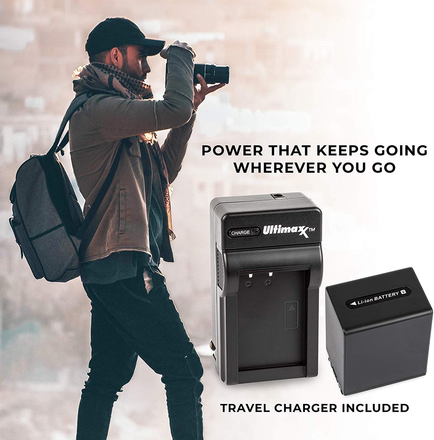 Chargeur rapide ULTIMAXX avec 2 batteries NP-FV100 pour Sony DCR-SR15 et SR2