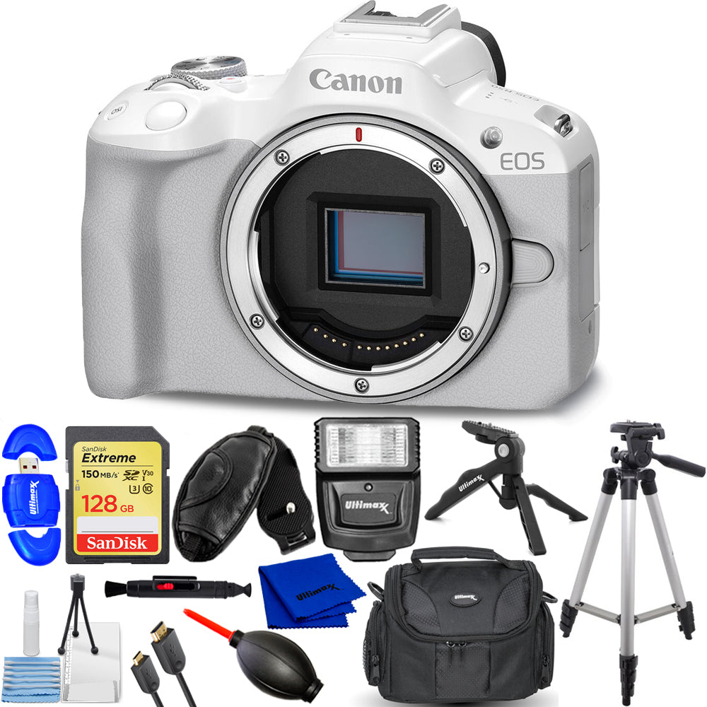 Appareil photo sans miroir Canon EOS R50 (blanc) 5812C002 - Ensemble d'accessoires 12 pièces