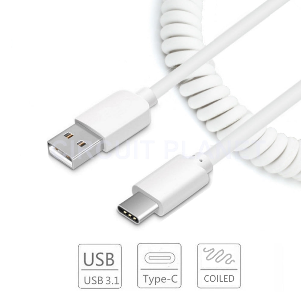 Câble de chargeur de synchronisation enroulé TYPE-C vers USB, connecteur de charge de données, blanc, nouveau