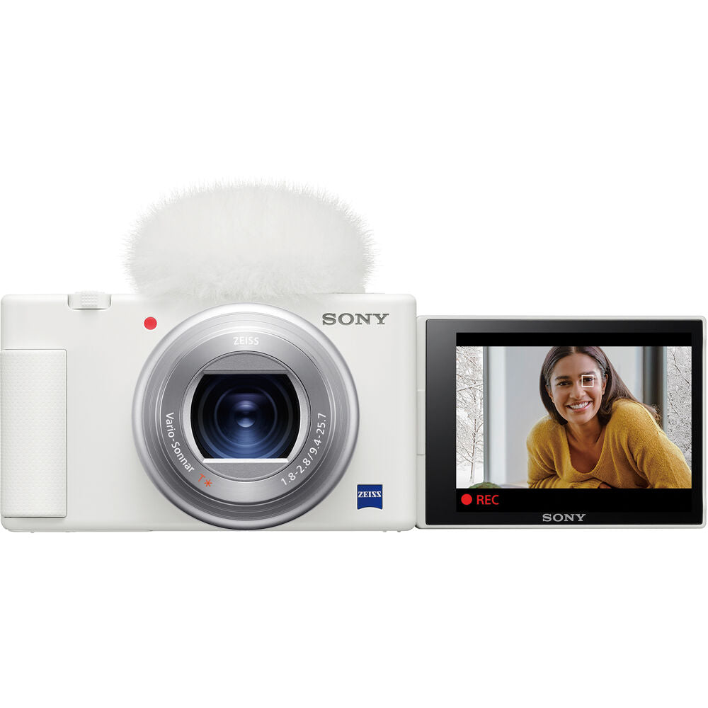 Sony ZV-1 20.1MP Compact Digital Camera (White) - 12PC Accessory Vlogging Bundle