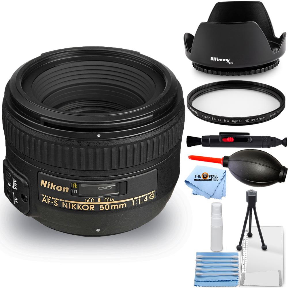 Objectif Nikon AF-S NIKKOR 50 mm f/1.4G 2180 - Ensemble d'accessoires 7 pièces