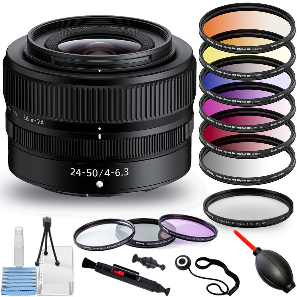 Objectif Nikon NIKKOR Z 24-50 mm f/4-6.3 20096 Boîte blanche – Lot d'accessoires 15 pièces