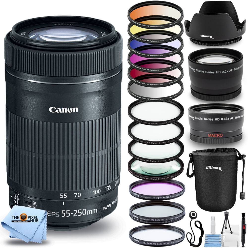 Objectif Canon EF-S 55-250 mm f/4-5.6 IS STM - Lot d'accessoires 20 pièces