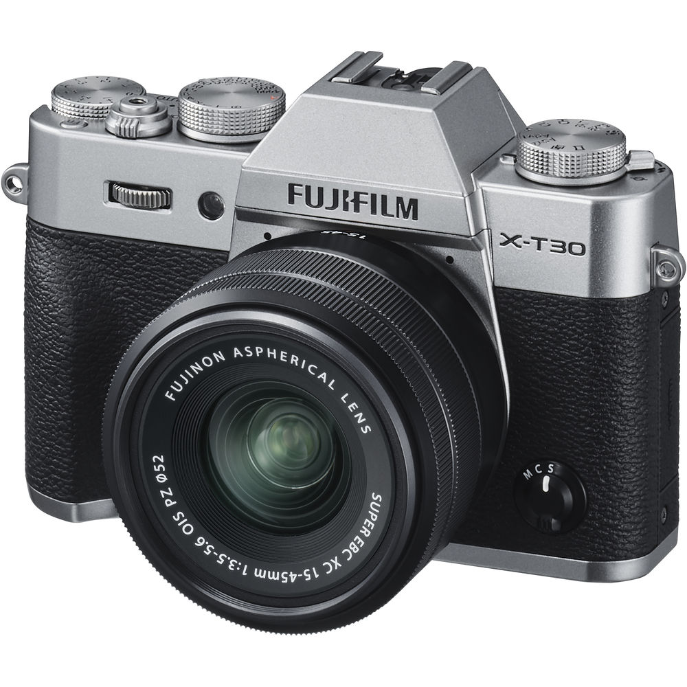 FUJIFILM X-T30 Mirrorless Digital Camera with 15-45mm Lens (Silver) - Bundle