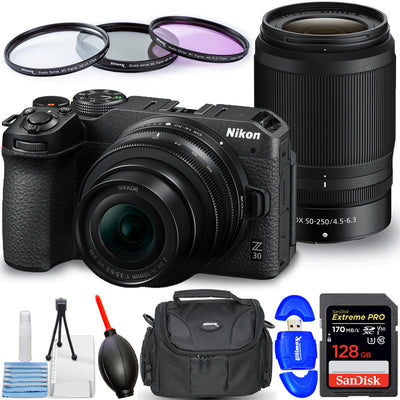 Appareil photo sans miroir Nikon Z30 avec objectifs 16-50 mm et 50-250 mm - Kit d'accessoires 8 pièces