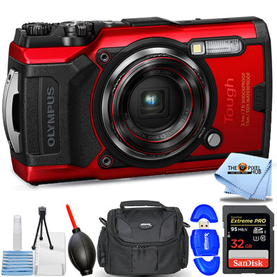 Olympus Tough TG-6 Digital Camera (Red) - Essential 32GB Bundle