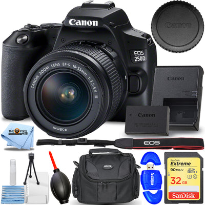 Canon EOS 250D / Rebel SL3 DSLR avec 18-55 mm (noir) - Pack essentiel de 32 Go