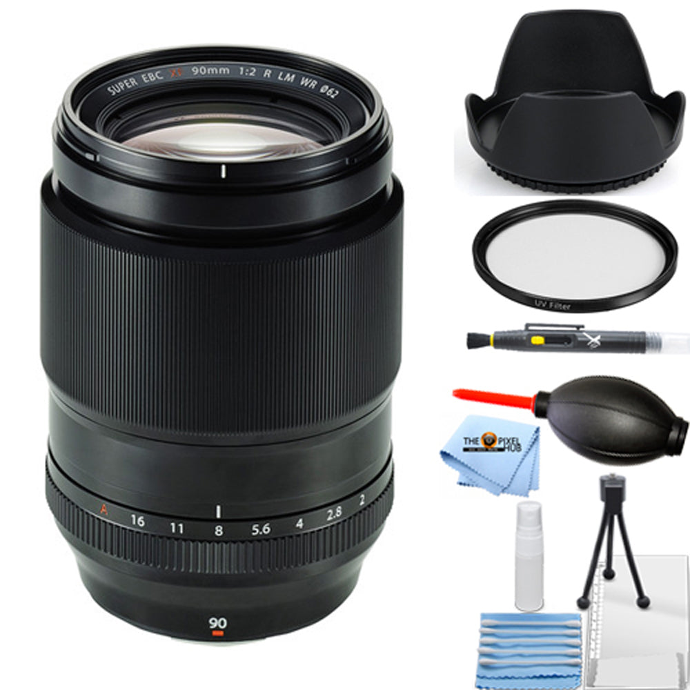 Objectif Fujifilm XF 90 mm f/2 R LM WR 16463668 – Lot d'accessoires 7 pièces