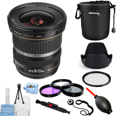 Canon EF-S 10-22mm f/3.5-4.5 USM Lens 9518A002 - 10PC Accessory Bundle