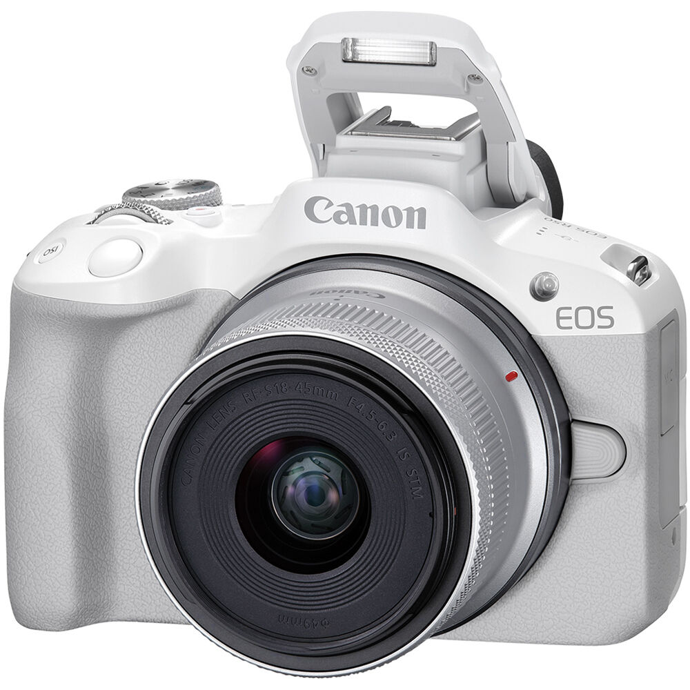 Appareil photo sans miroir Canon EOS R50 avec objectifs 18-45 mm et 55-210 mm (blanc)